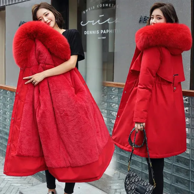Women's Parka – Hooded Fleece Lined Winter Coat with Plush Trim