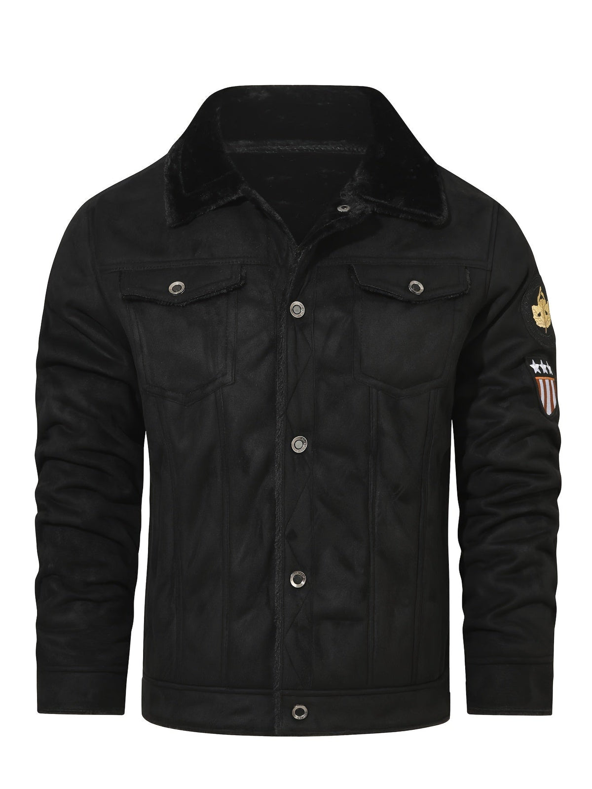 Men's Winter Trucker Jacket – Plush Lined Button Up Jacket with Chest Pockets – alternate view