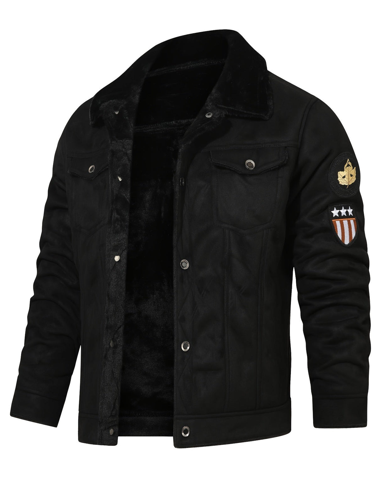 Men's Winter Trucker Jacket – Plush Lined Button Up Jacket with Chest Pockets – alternate view