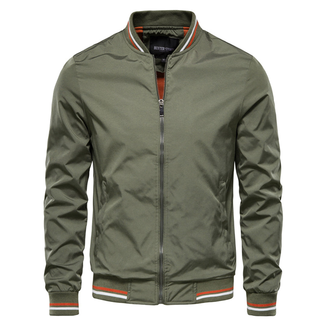 Men's Bomber Jacket – Lightweight Zip-Up Flight Jacket in Army Green