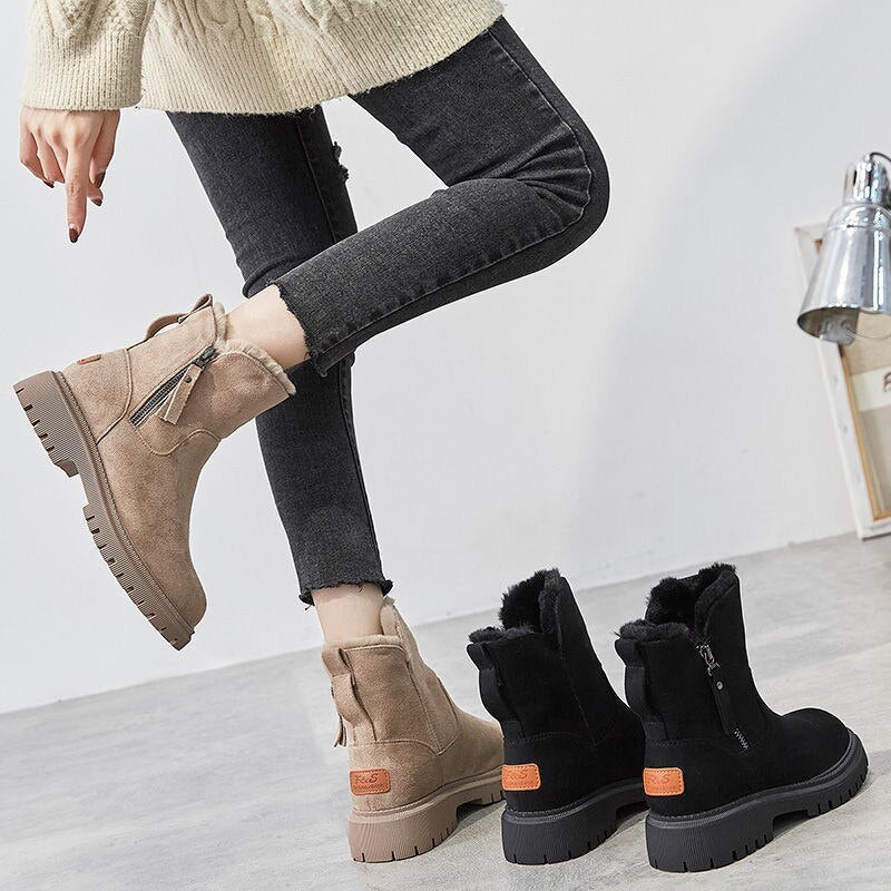 Women's Winter Ankle Boots – Plush Lined Booties with Side Zip & Lug Sole – alternate view