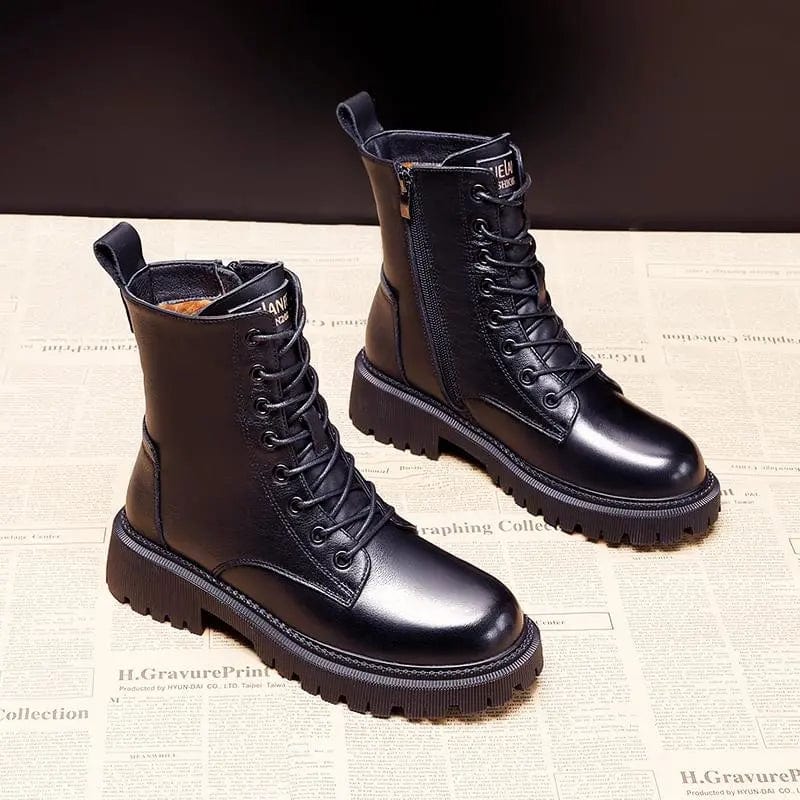 Women's Lace-Up Winter Boots – Lined Combat Ankle Boots – alternate view