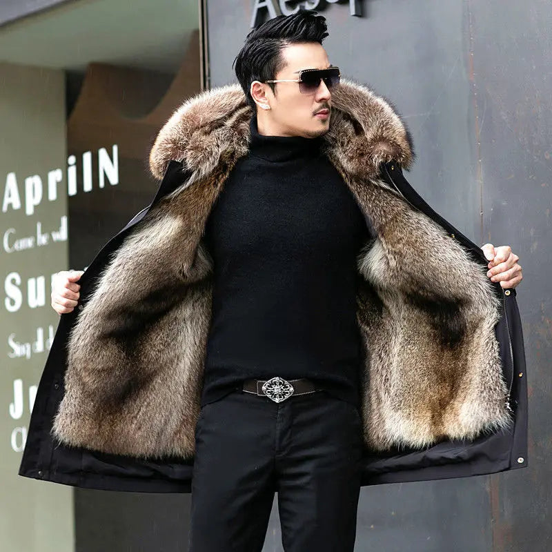 Men's Parka – Hooded Mid-Length Winter Coat with Plush Lining in Ash Brown