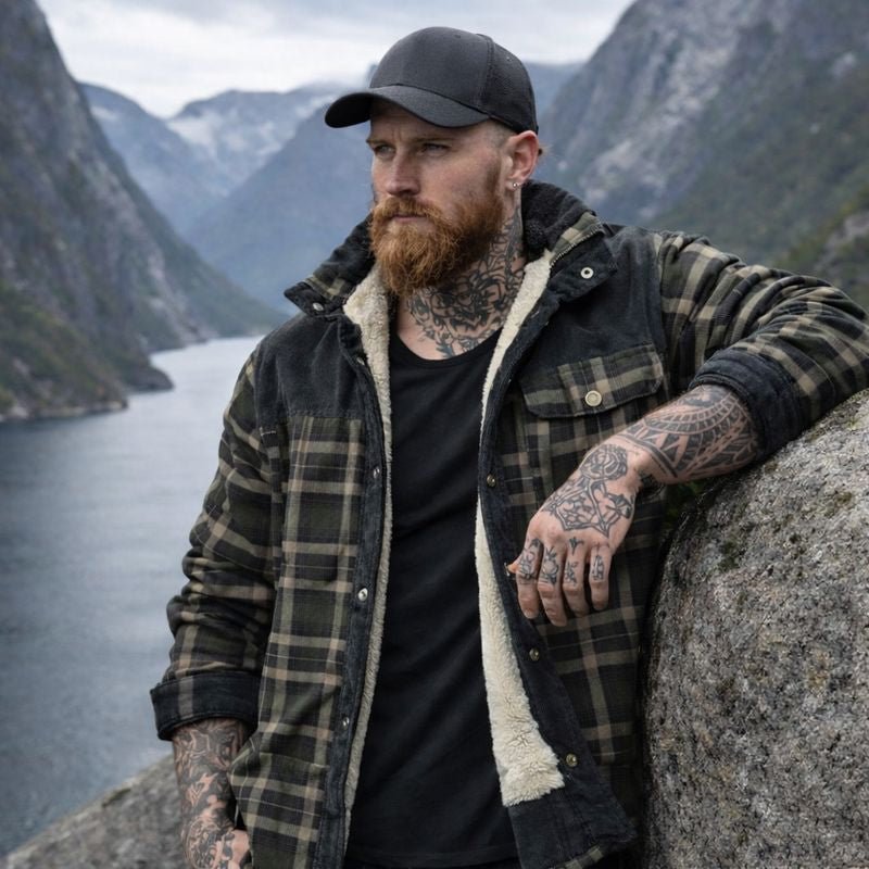 Men's Flannel Jacket – Lined Plaid Snap Front Shacket