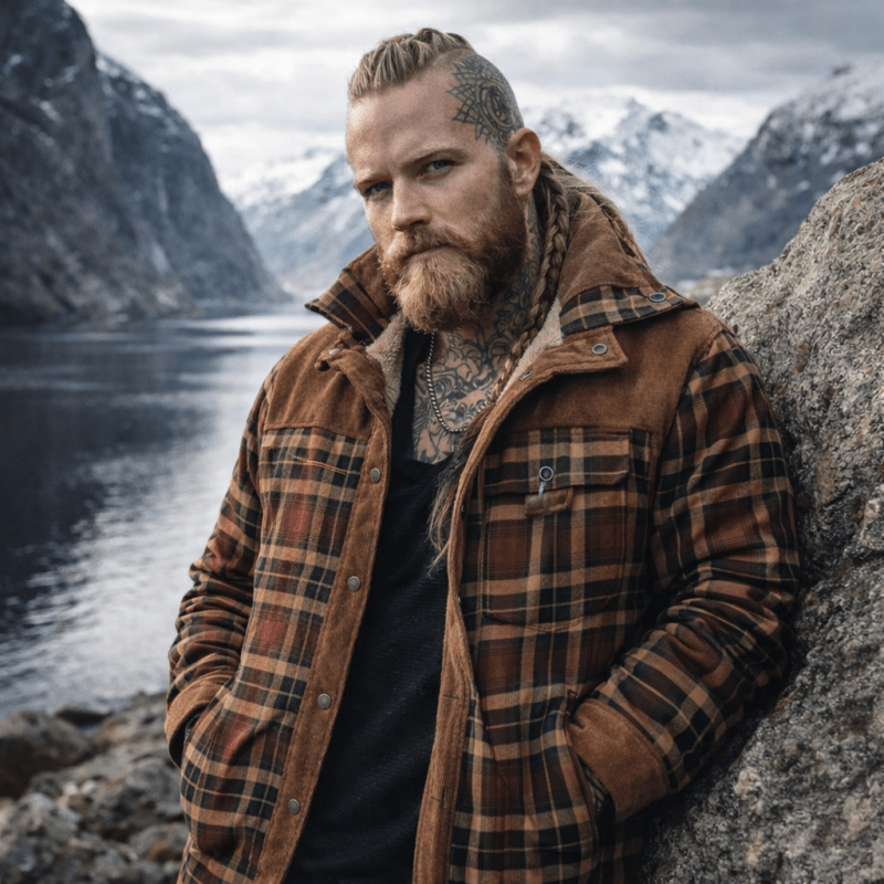 Men's Flannel Jacket – Lined Plaid Snap Front Shacket – alternate view