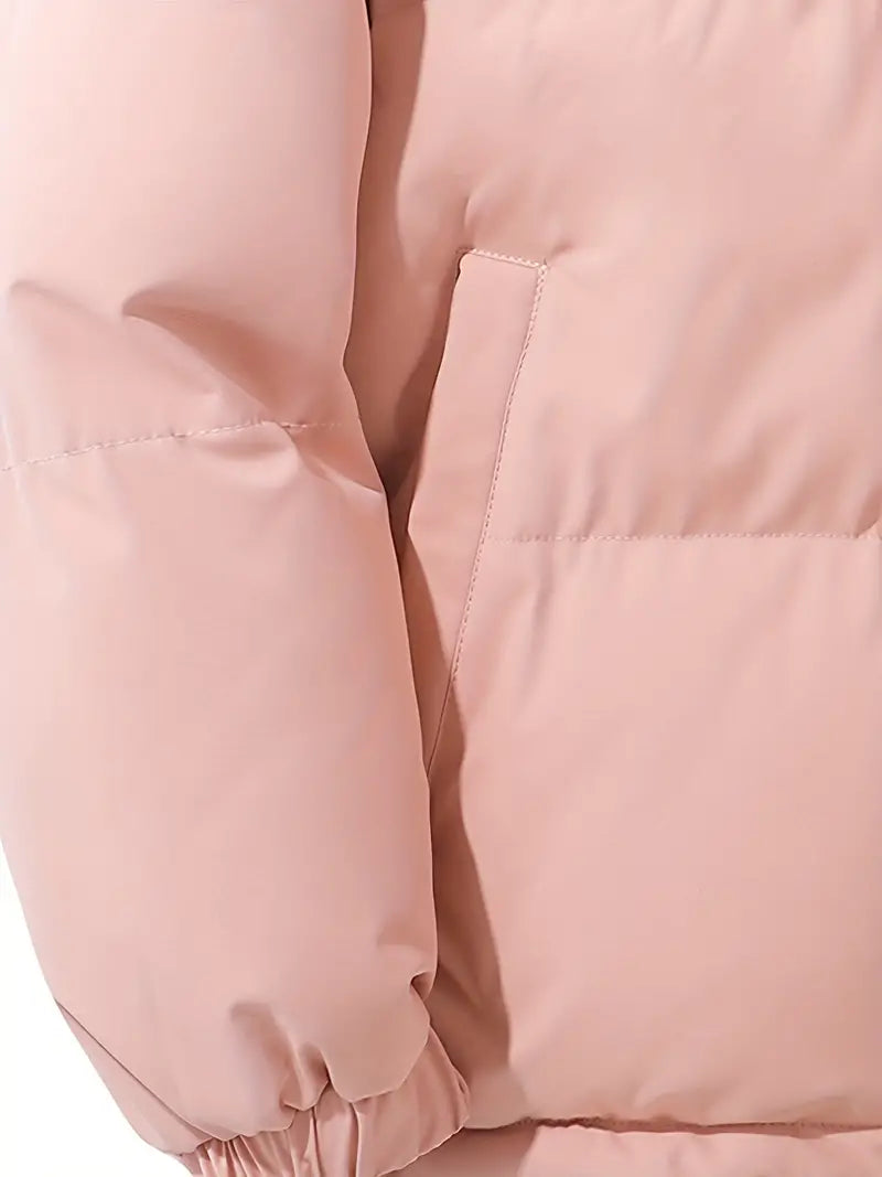 Women's Puffer Jacket with Hood – Short Quilted Winter Coat – alternate view
