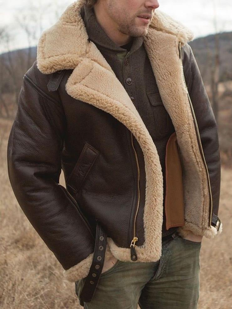 Men's Bomber Jacket – Aviator Flight Jacket with Sherpa Collar – alternate view
