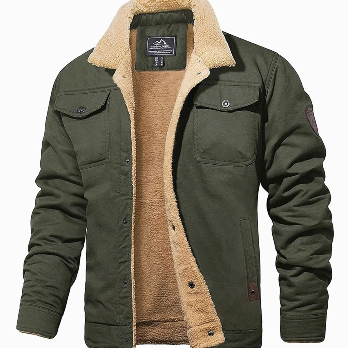 Men's Sherpa Trucker Jacket – Snap Front Relaxed Fit Lined Jacket – alternate view