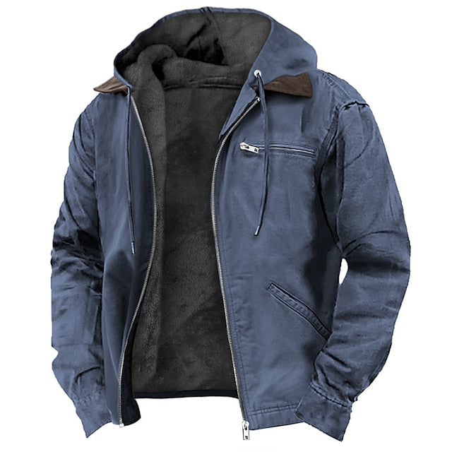 Men's Jacket – Zipper Front with Pockets in Blue