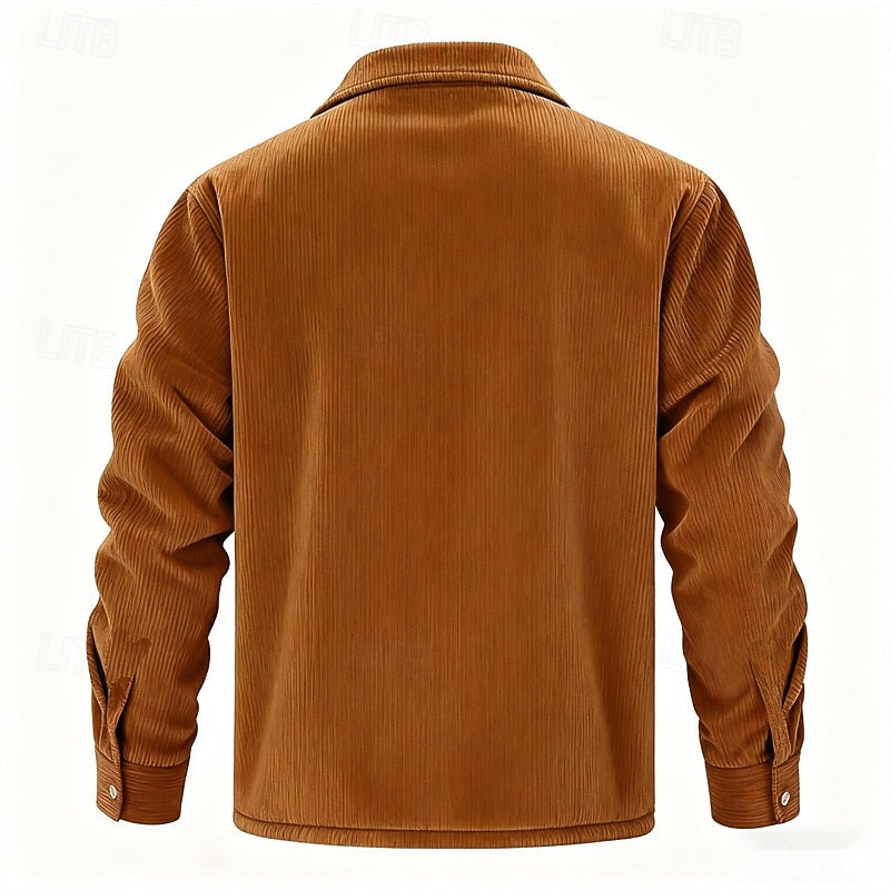 Men's Sherpa Lined Corduroy Jacket – Button Up Trucker Jacket – alternate view