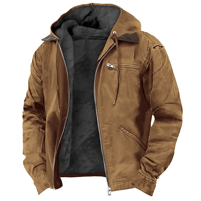 Men's Jacket – Zipper Front with Pockets in Brown