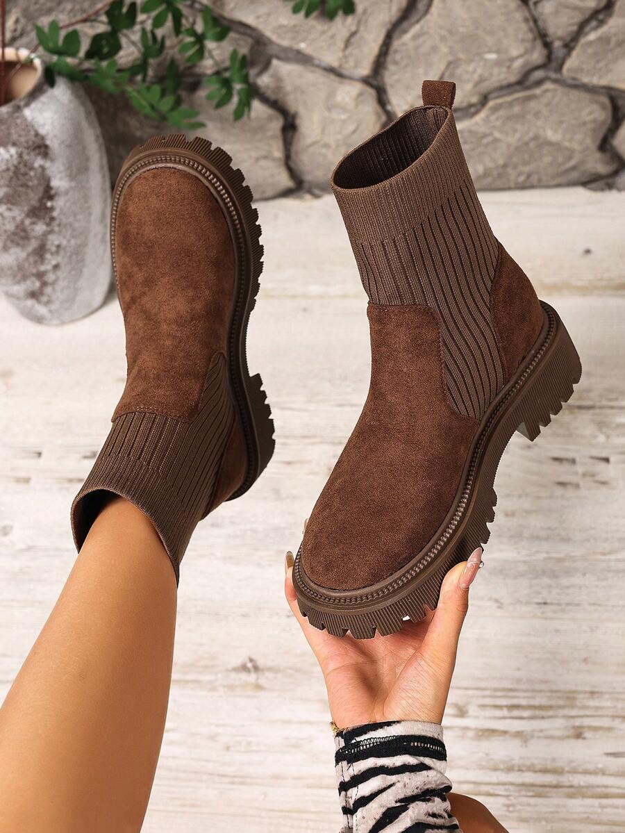 Women's Lace Up Combat Boots Ankle Boots with Side Zipper - Brown