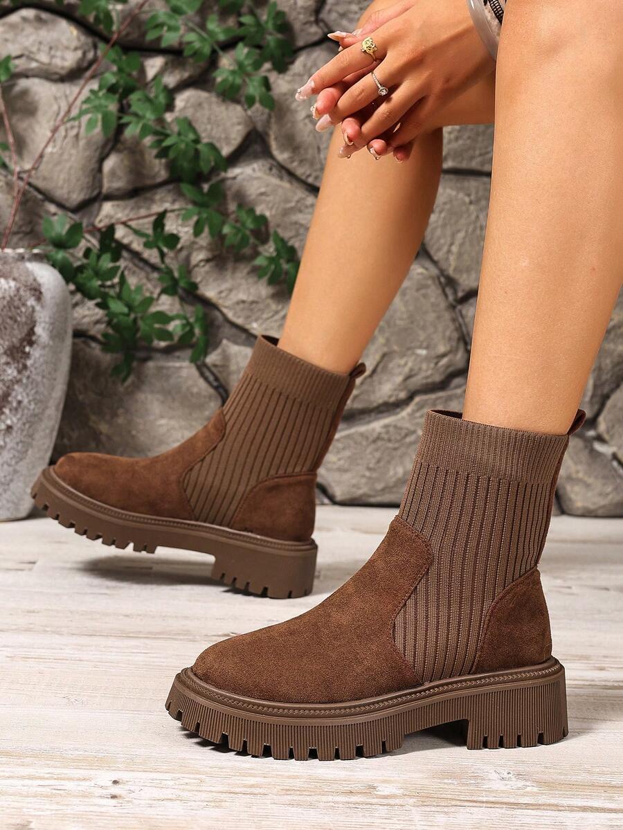 Women's Lace Up Combat Boots Ankle Boots with Side Zipper - Brown - photo 6