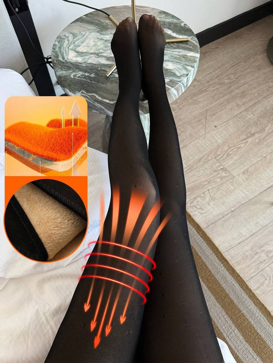 Women's Fleece Lined Tights - Black 3