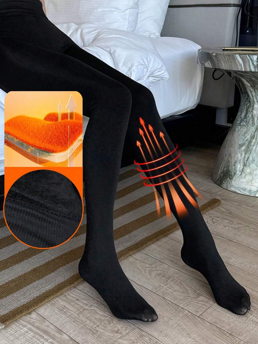 Women's Fleece Lined Tights - Black 2