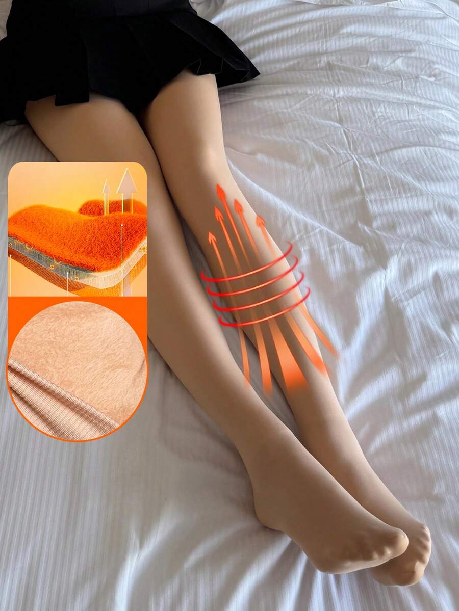 Women's Fleece Lined Tights - Light Beige