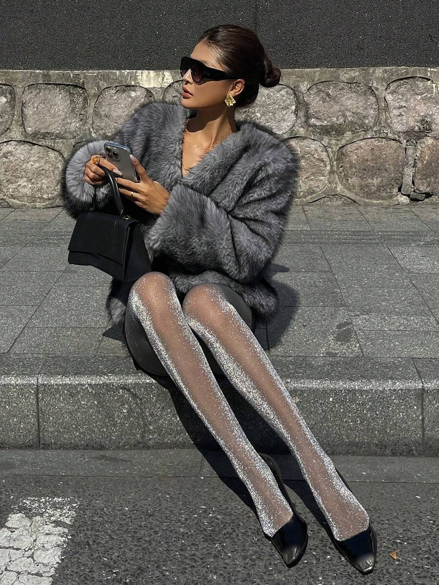 Women's Fleece Lined Tights - Silver - photo 4