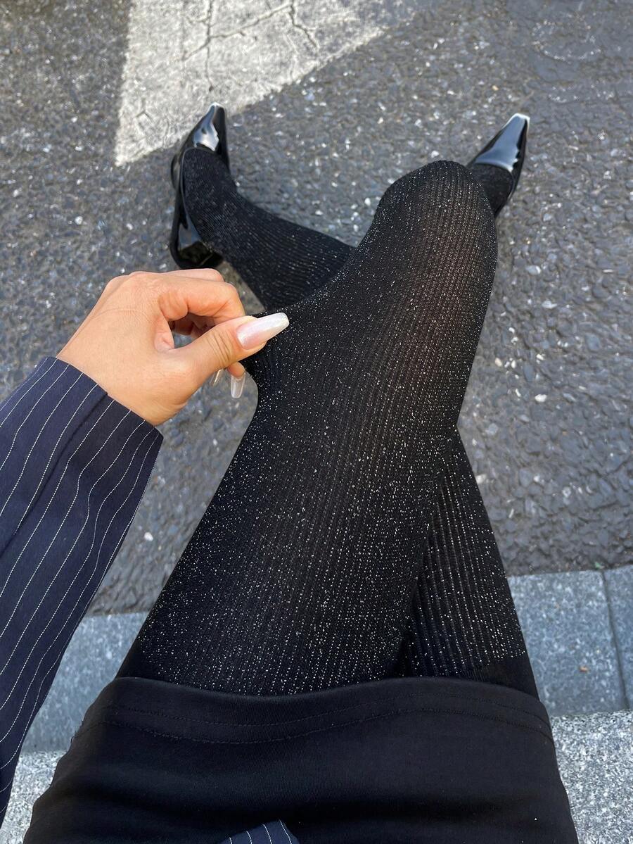 Women's Fleece Lined Tights - Black and Silver - photo 4