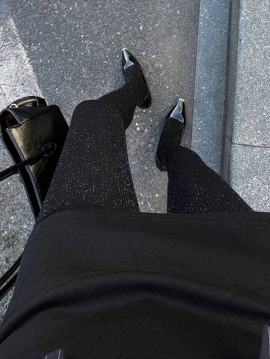 Women's Fleece Lined Tights - Black and Silver - photo 5