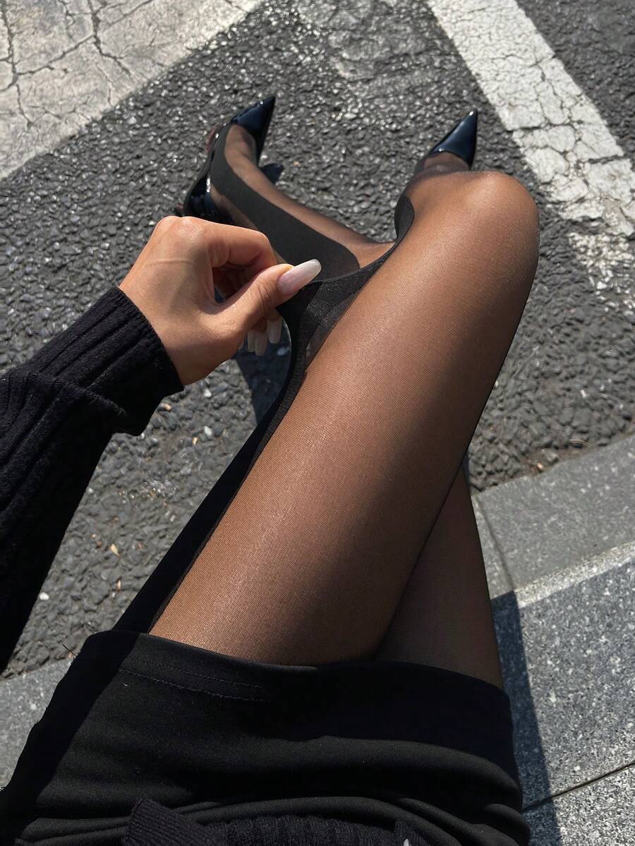 Women's Fleece Lined Tights - Black - photo 8