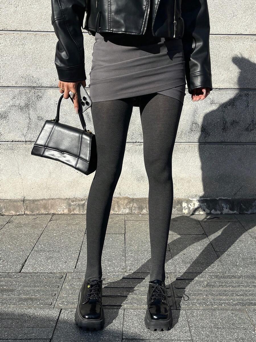 Women's Fleece Lined Tights - Charcoal - photo 2