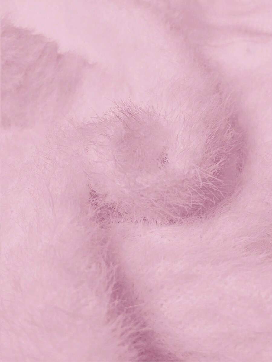 Rib Knit Turtleneck Sweater Long Sleeve Slim Fit - Baby Pink - photo 6