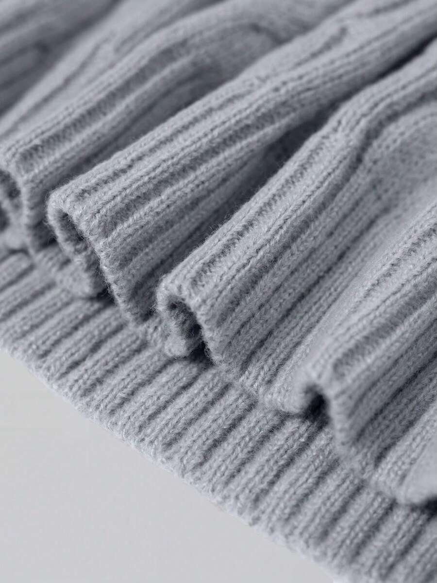 Men's Half Zip Cable Knit Sweater Long Sleeve - Gray - photo 4