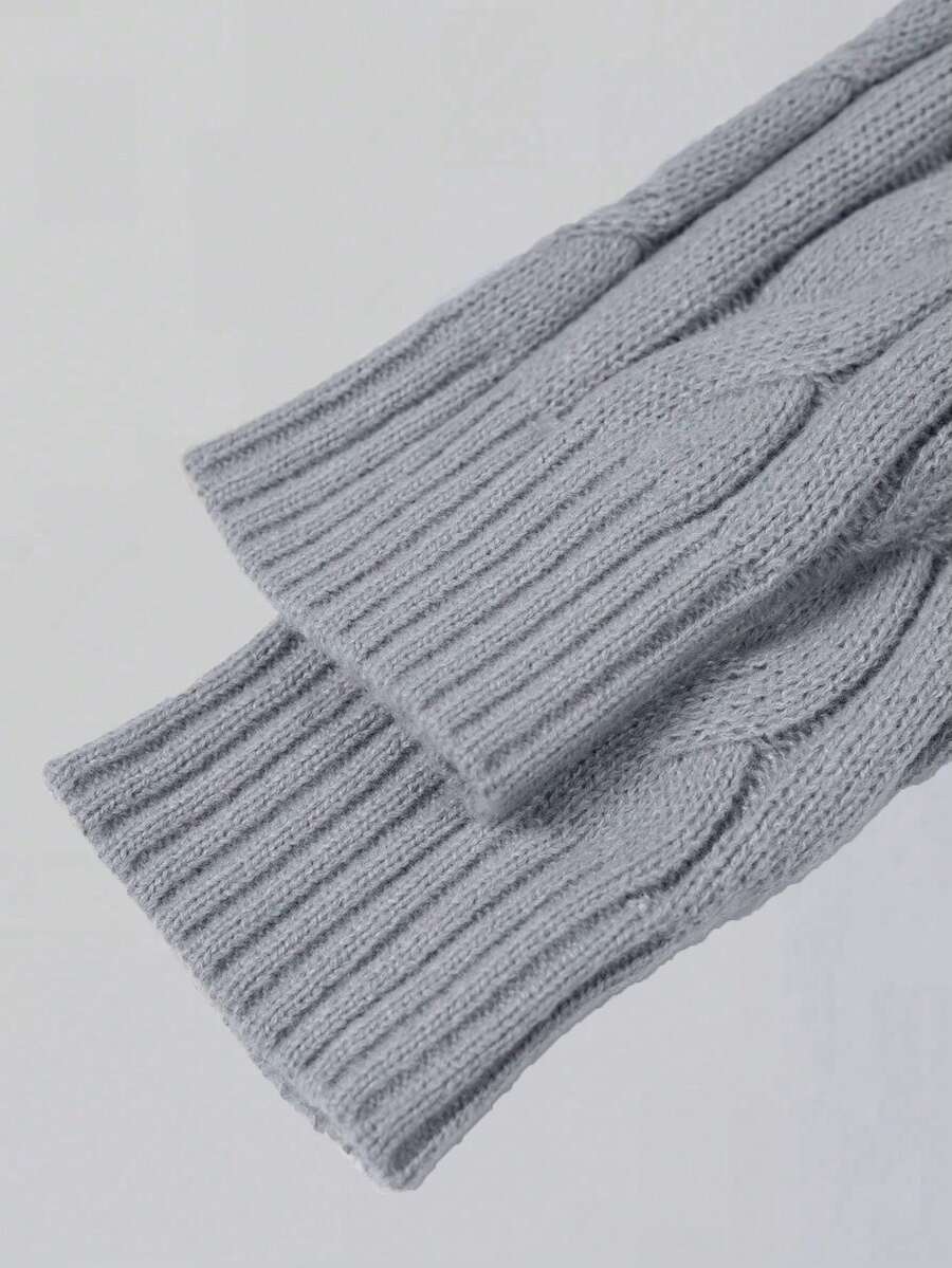 Men's Half Zip Cable Knit Sweater Long Sleeve - Gray - photo 3