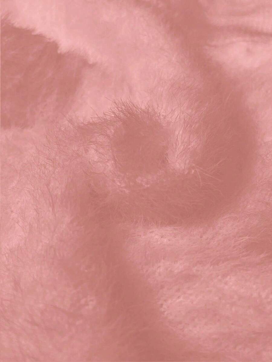 Fleece Lined Turtleneck Sweater Rib Knit Long Sleeve - Pink - photo 6