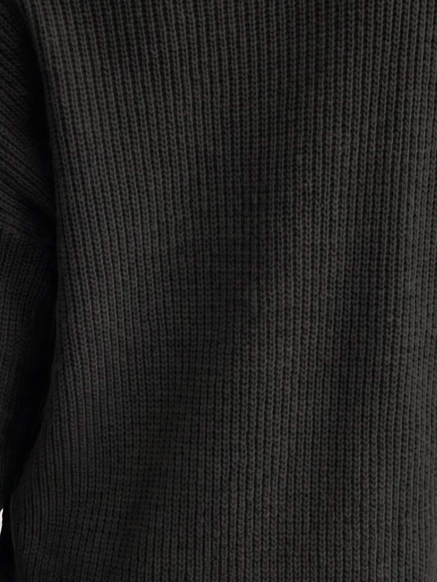 Off Shoulder Sweater Long Sleeve Pullover - Black - photo 6