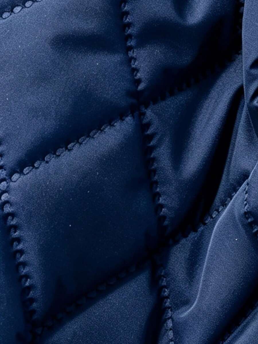 Women's Quilted Lined Pants Elastic Waist Straight Leg - Navy - photo 4