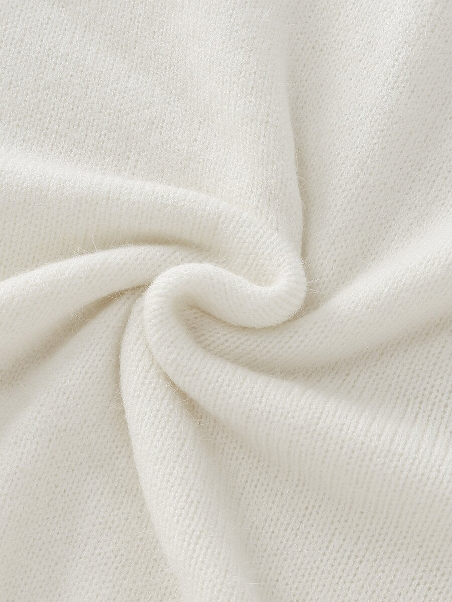 Women's Turtleneck Sweater Long Sleeve Rib Knit Slim Fit - White and Black - photo 4