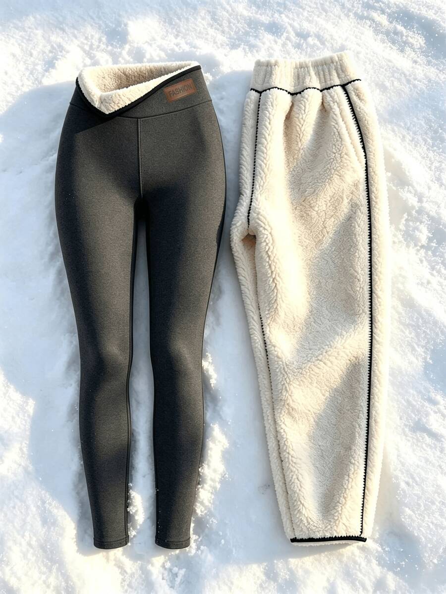 Fleece Lined Leggings for Women - Dark Gray 2