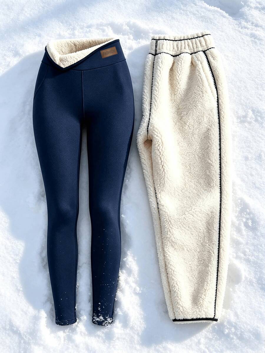 Fleece Lined Leggings for Women - Dark Gray 2 - photo 6
