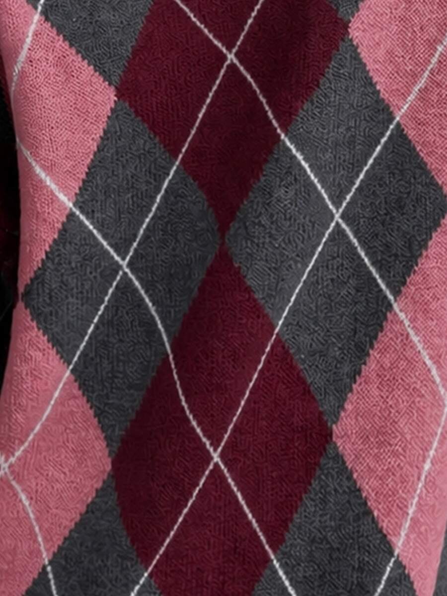 Off Shoulder Sweater Long Sleeve Pullover - Pink and Burgundy - photo 7
