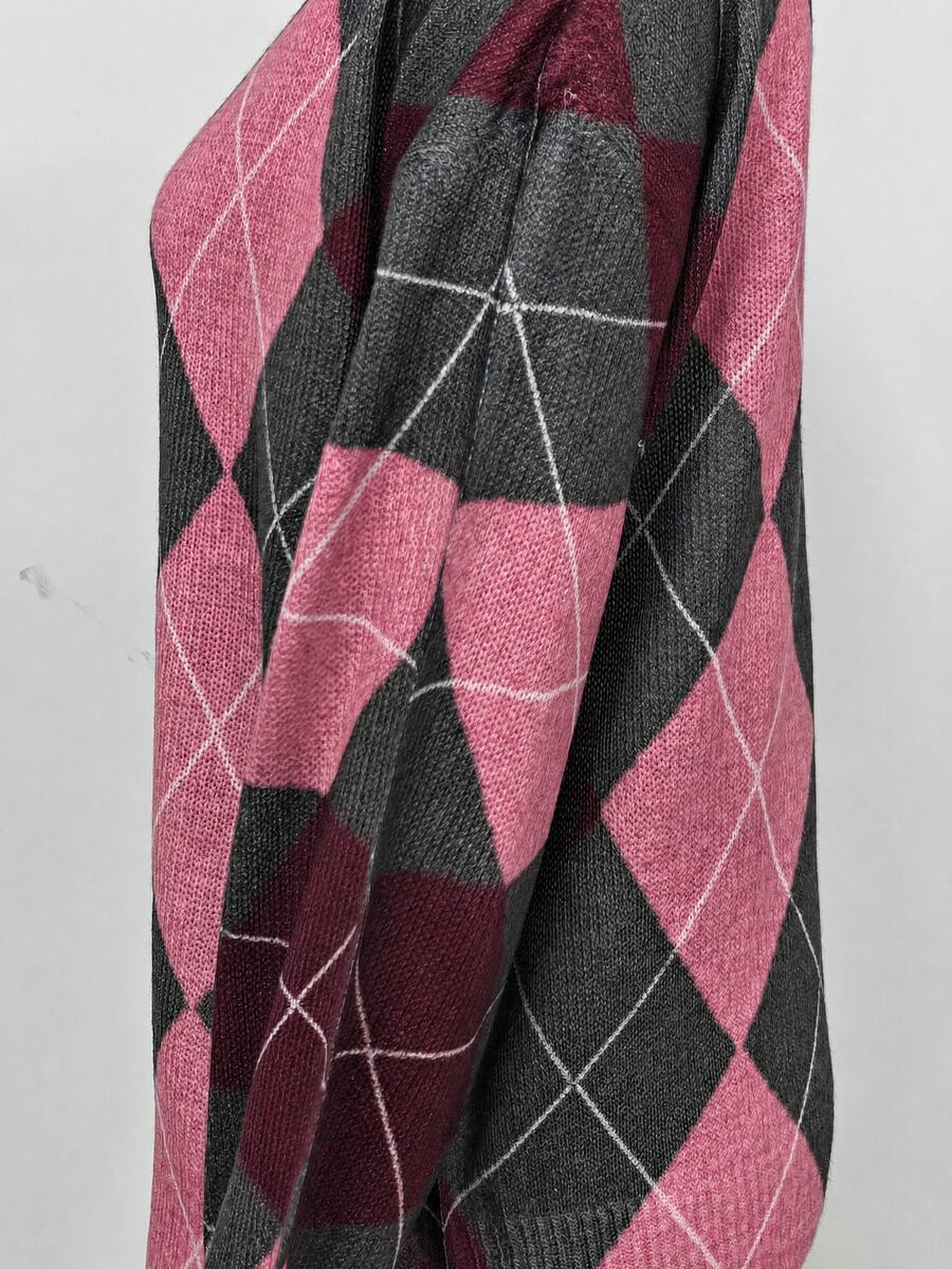 Off Shoulder Sweater Long Sleeve Pullover - Pink and Burgundy - photo 5
