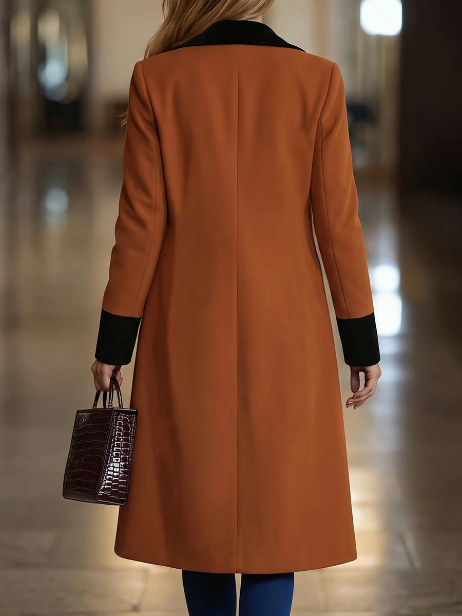 Midi Trench Coat With Contrast Collar - Rust - photo 2