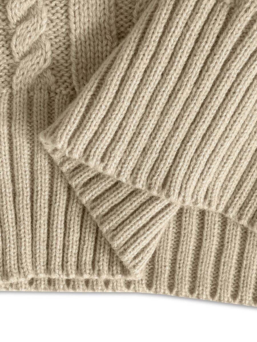 Cold Shoulder Cable Knit Sweater Dress Long Sleeve Bodycon - Beige - photo 7