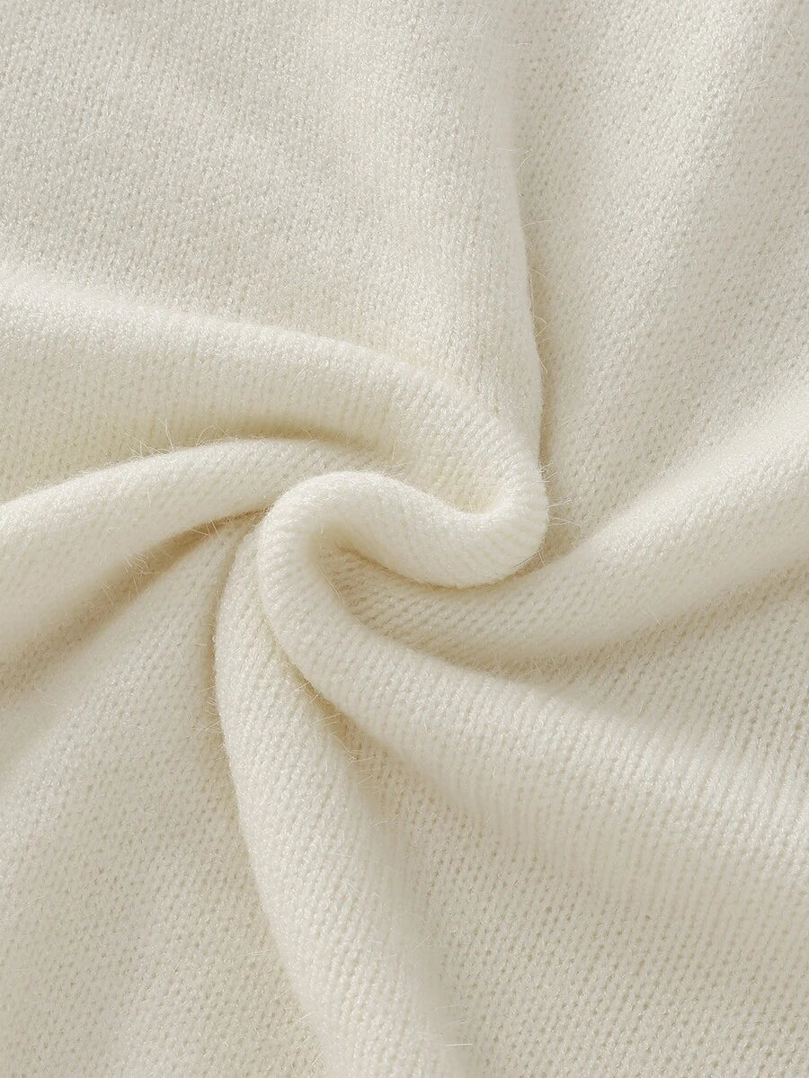 Women's Turtleneck Sweater Long Sleeve Rib Knit Slim Fit - Off White - photo 8