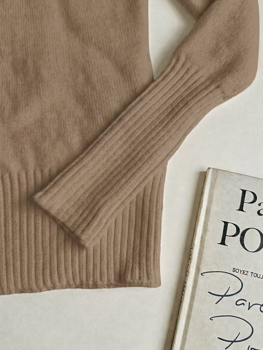 Women's Turtleneck Sweater Long Sleeve Rib Knit Slim Fit - Camel - photo 7