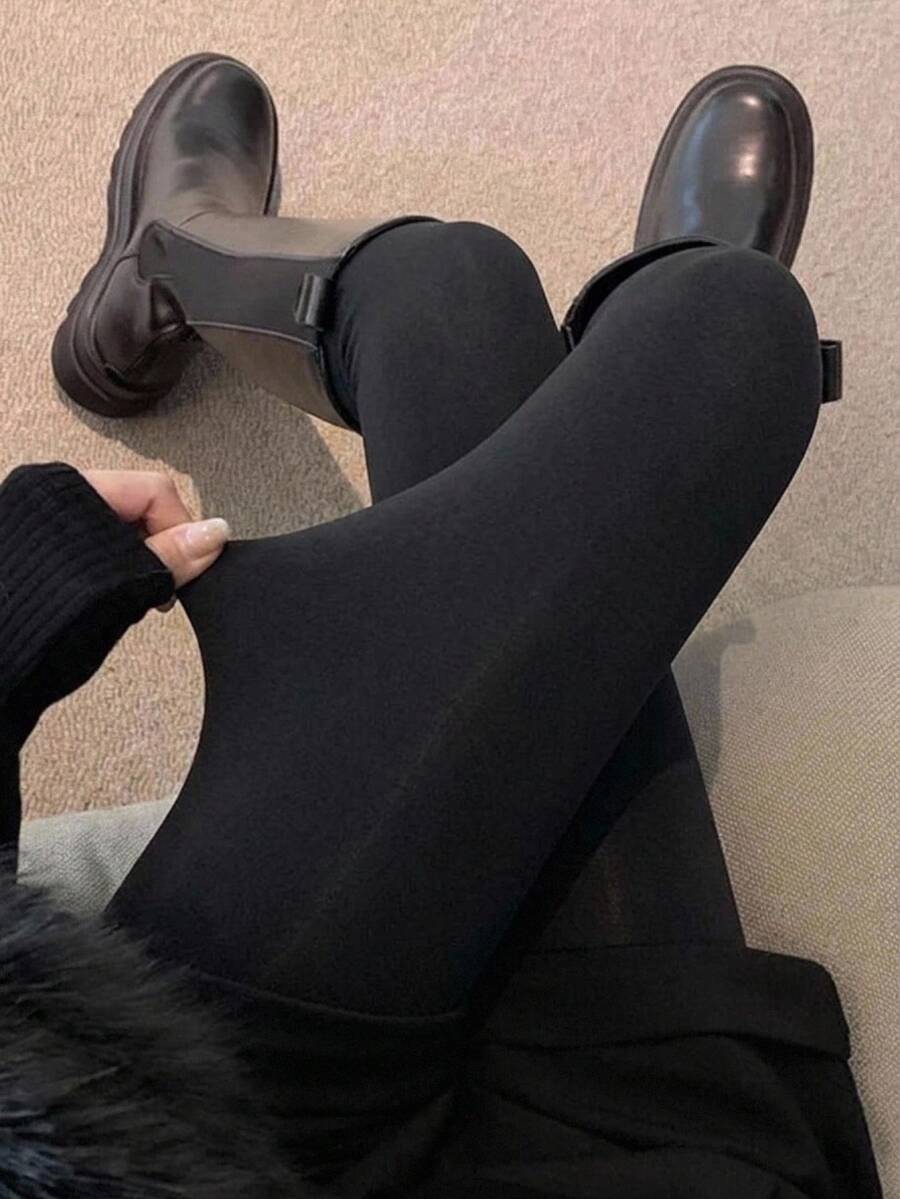Women's Fleece Lined Tights - Black 4