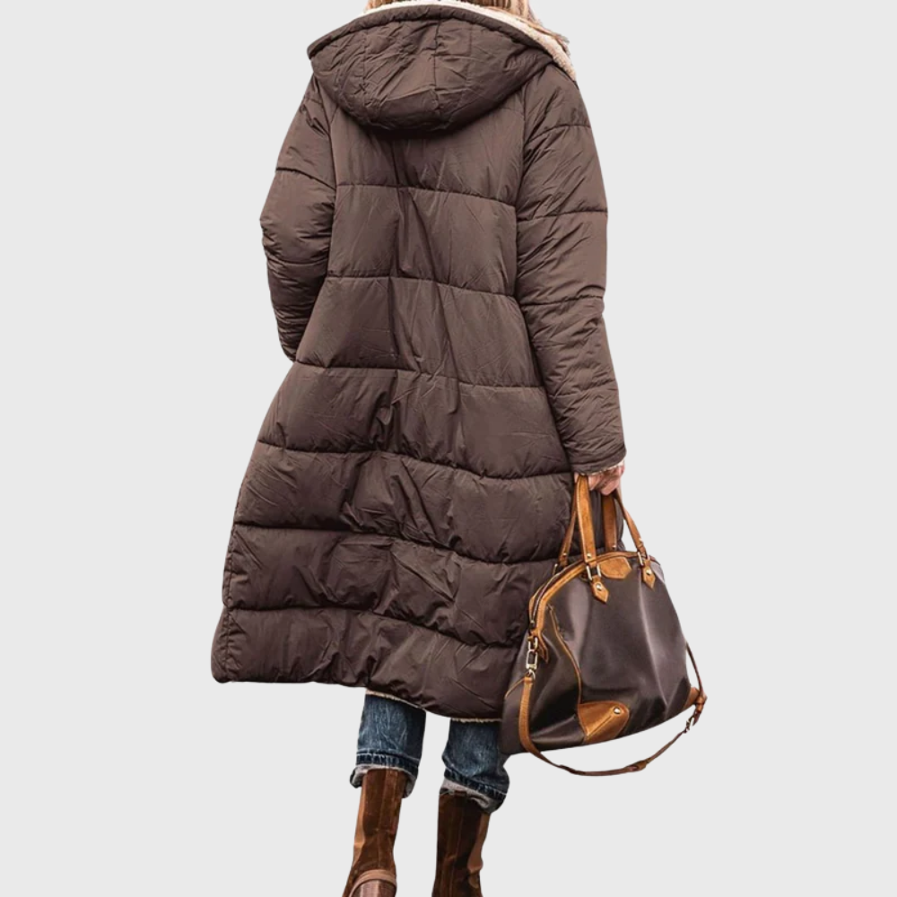 Women's Long Puffer Coat – Reversible Hooded Winter Parka – alternate view