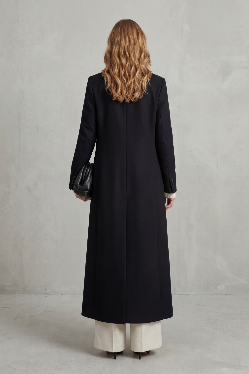 Women's Long Maxi Coat – Double Breasted A-Line Lightweight Coat – alternate view