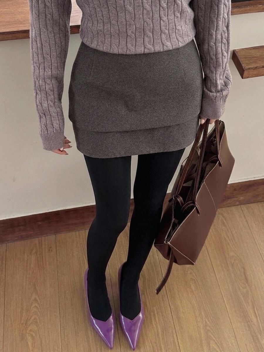 Women's Fleece Lined Tights - Black 4 - photo 5