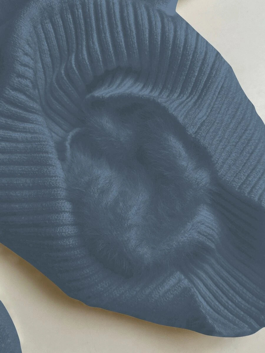 Fleece Lined Turtleneck Sweater Rib Knit Long Sleeve - Slate Blue - photo 4