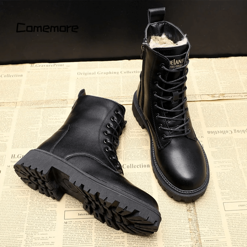 Women's Lace-Up Winter Boots – Lined Combat Ankle Boots – alternate view