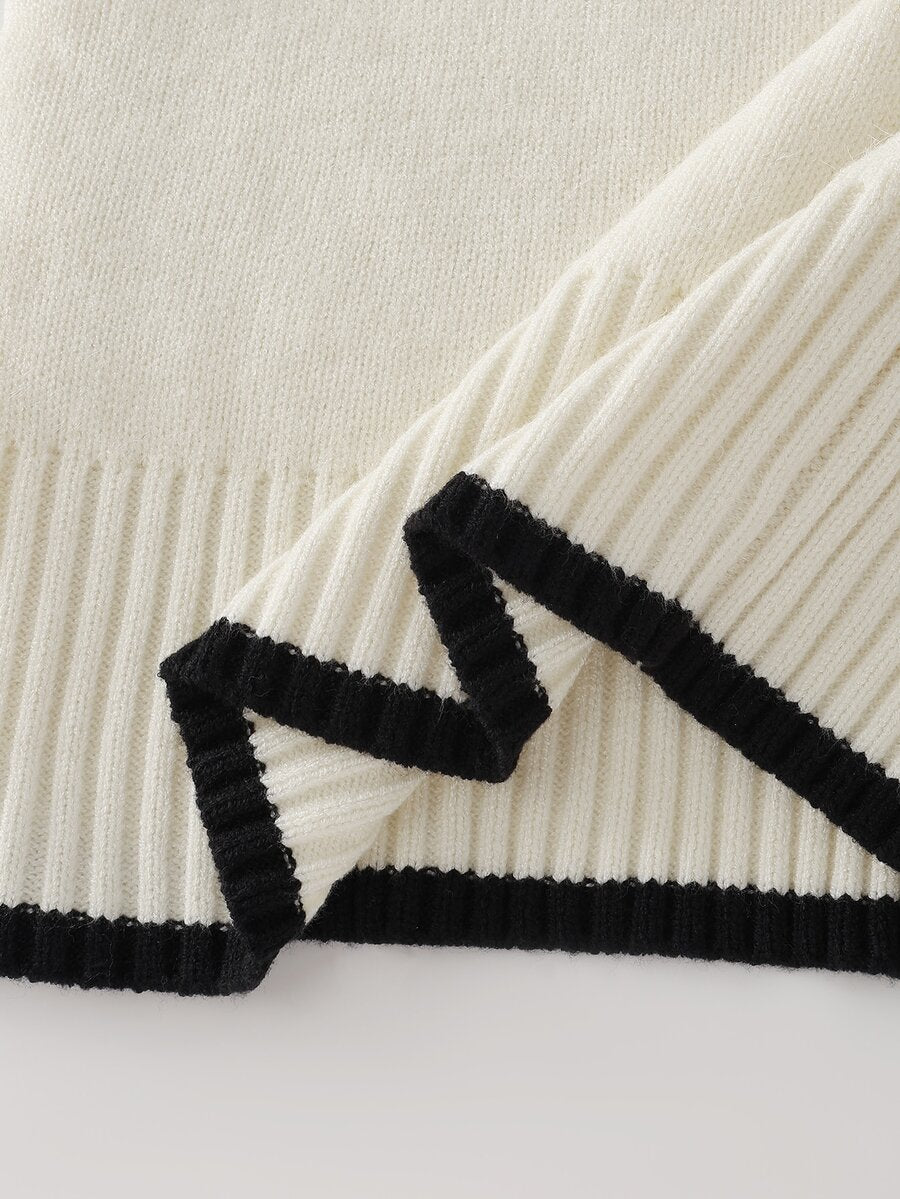Women's Turtleneck Sweater Long Sleeve Rib Knit Slim Fit - Off White - photo 7