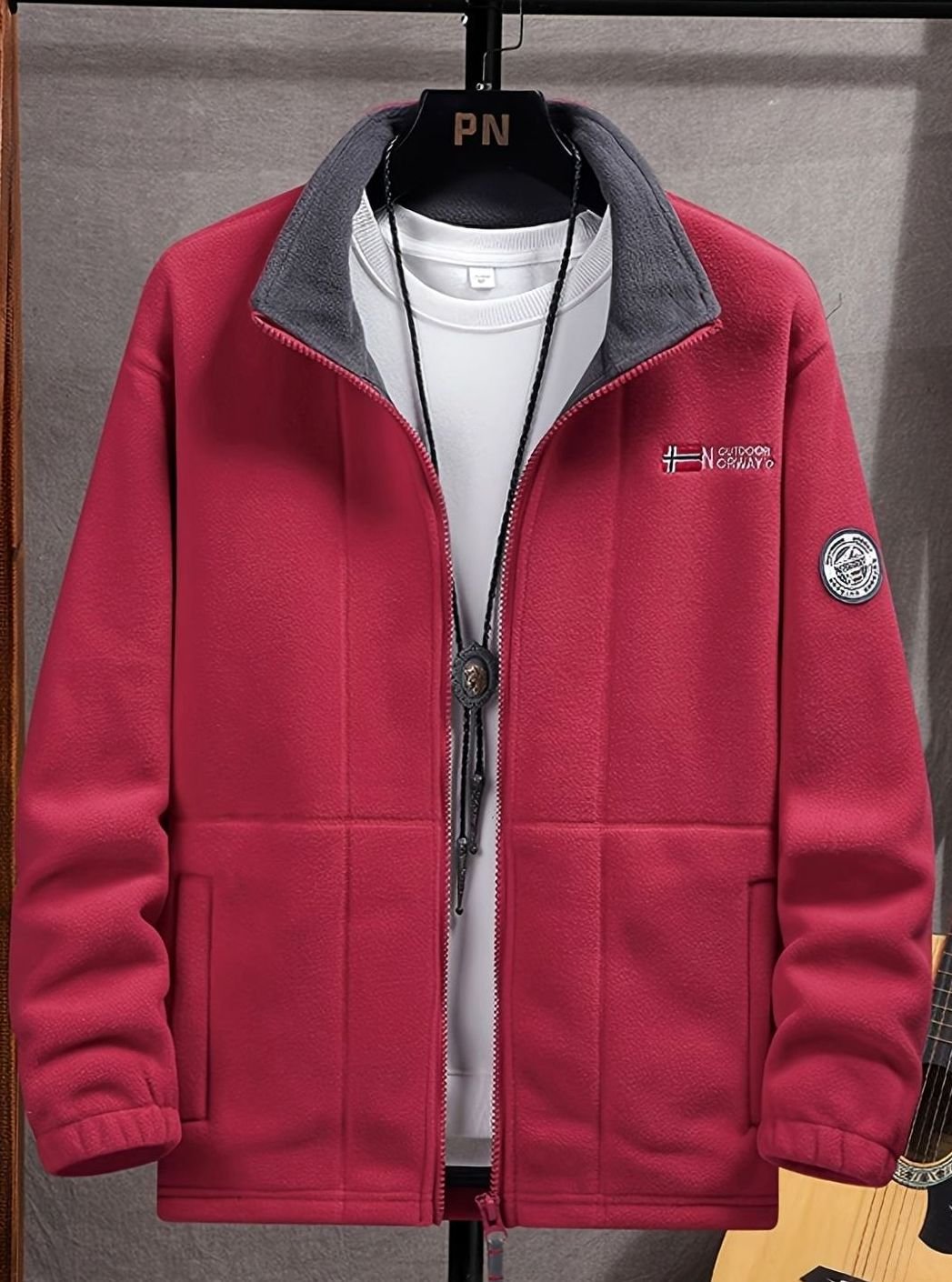 Men's Fleece Jacket – Full Zip Stand Collar Jacket – alternate view
