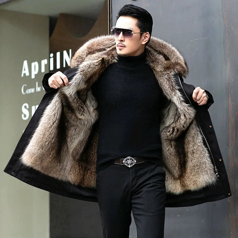 Men's Parka – Hooded Mid-Length Winter Coat with Plush Lining