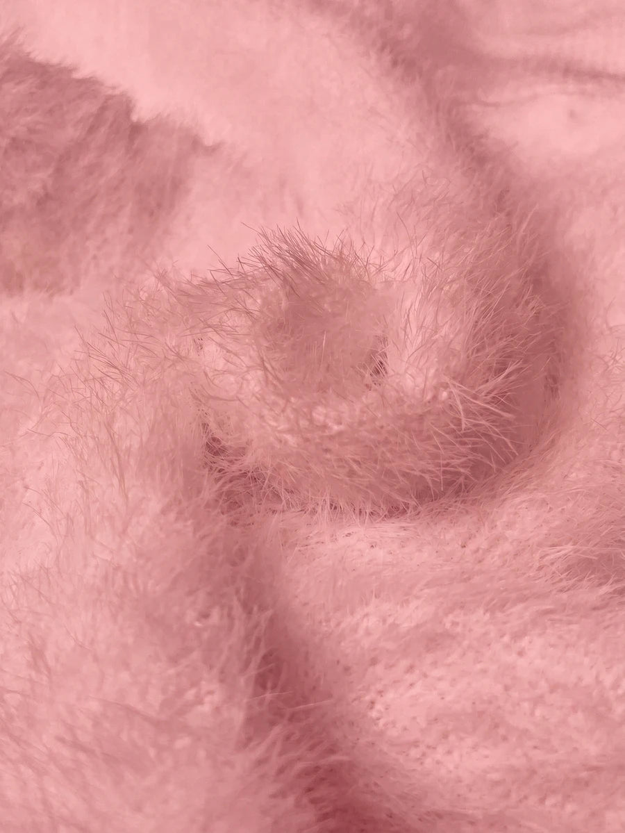 Rib Knit Turtleneck Sweater Long Sleeve Slim Fit - Blush - photo 6